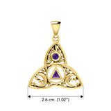 Celtic Trinity Recovery Pendant Solid Yellow Gold with Gemstone GPD5842
