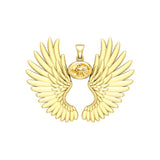 Guardian Angel Wings Solid Yellow Gold Pendant with Birthstone GPD5867