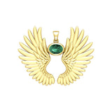 Guardian Angel Wings Solid Yellow Gold Pendant with Birthstone GPD5867