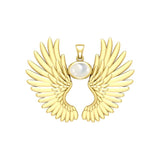 Guardian Angel Wings Solid Yellow Gold Pendant with Birthstone GPD5867