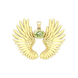 Guardian Angel Wings Solid Yellow Gold Pendant with Birthstone GPD5867