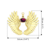 Guardian Angel Wings Solid Yellow Gold Pendant with Birthstone GPD5867