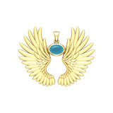 Guardian Angel Wings Solid Yellow Gold Pendant with Birthstone GPD5867