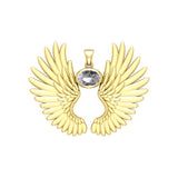 Guardian Angel Wings Solid Yellow Gold Pendant with Birthstone GPD5867