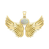 Guardian Angel Wings Solid Yellow Gold Pendant with Birthstone GPD5869 - Jewelry