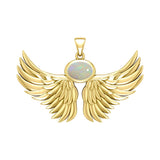 Guardian Angel Wings Solid Yellow Gold Pendant with Birthstone GPD5869