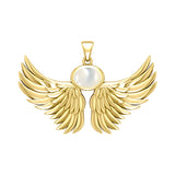 Guardian Angel Wings Solid Yellow Gold Pendant with Birthstone GPD5869