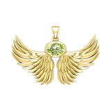 Guardian Angel Wings Solid Yellow Gold Pendant with Birthstone GPD5869 - Jewelry