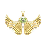 Guardian Angel Wings Solid Yellow Gold Pendant with Birthstone GPD5869