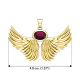 Guardian Angel Wings Solid Yellow Gold Pendant with Birthstone GPD5869 - Jewelry