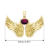 Guardian Angel Wings Solid Yellow Gold Pendant with Birthstone GPD5869