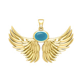 Guardian Angel Wings Solid Yellow Gold Pendant with Birthstone GPD5869