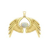 Guardian Angel Wings Solid Yellow Gold Pendant with Birthstone GPD5870 - Jewelry