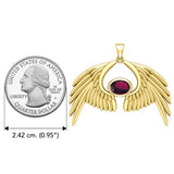 Guardian Angel Wings Solid Yellow Gold Pendant with Birthstone GPD5870