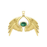 Guardian Angel Wings Solid Yellow Gold Pendant with Birthstone GPD5870