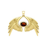 Guardian Angel Wings Solid Yellow Gold Pendant with Birthstone GPD5870