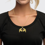 Guardian Angel Wings Solid Yellow Gold Pendant with Birthstone GPD5870 - Jewelry