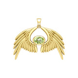 Guardian Angel Wings Solid Yellow Gold Pendant with Birthstone GPD5870