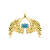 Guardian Angel Wings Solid Yellow Gold Pendant with Birthstone GPD5870