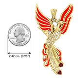 Celtic Phoenix Solid Yellow Gold Pendant with Gems and Enamel GPD5873