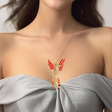 Celtic Phoenix Solid Yellow Gold Pendant with Gems and Enamel GPD5873 - Jewelry