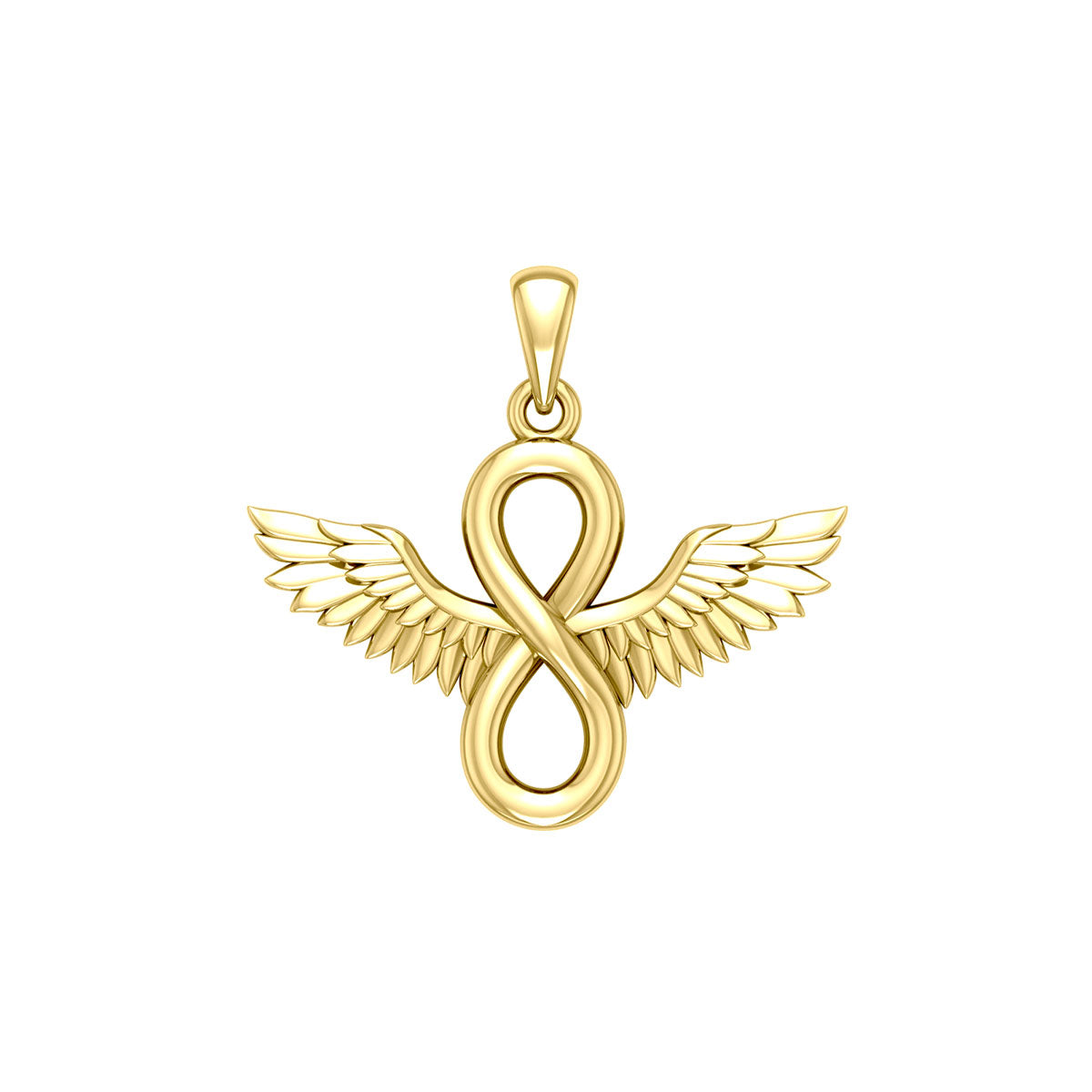 Angel Wings and Infinity Symbol Solid Yellow Gold Pendant GPD5876
