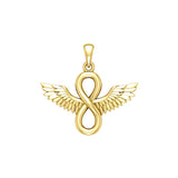 Angel Wings and Infinity Symbol Solid Yellow Gold Pendant GPD5876