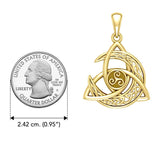 Trinity Knot with Celtic Crescent Moon and Triskele Solid Yellow Gold Pendant GPD5885 - Jewelry