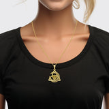 Trinity Knot with Celtic Crescent Moon and Triskele Solid Yellow Gold Pendant GPD5885 - Jewelry