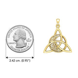 Triquetra and Celtic Crescent Moon Solid Yellow Gold Pendant GPD5887