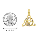 Triquetra and Celtic Crescent Moon Solid Yellow Gold Pendant GPD5887
