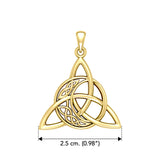 Triquetra and Celtic Crescent Moon Solid Yellow Gold Pendant GPD5887