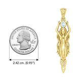 Goddess Brigid Solid Yellow Gold pendant with Gem GPD5889 - Jewelry