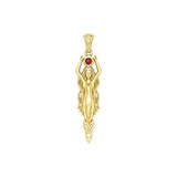 Goddess Brigid Solid Yellow Gold pendant with Gem GPD5889