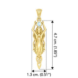 Goddess Brigid Solid Yellow Gold pendant with Gem GPD5889