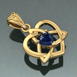 The Small Celtic Trinity Heart 14K Yellow Gold Pendant with Gemstone GPD5913 - Jewelry