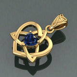 The Small Celtic Trinity Heart 14K Yellow Gold Pendant with Gemstone GPD5913 - Jewelry