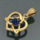 The Small Celtic Trinity Heart 14K Yellow Gold Pendant with Gemstone GPD5913