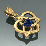 The Small Celtic Trinity Heart 14K Yellow Gold Pendant with Gemstone GPD5913 - Jewelry