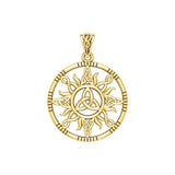 The Sun and Celtic Trinity Knot Solid Yellow Gold Pendant GPD5924 - Jewelry
