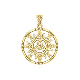 The Sun and Celtic Trinity Knot Solid Yellow Gold Pendant GPD5924