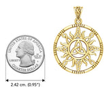 The Sun and Celtic Trinity Knot Solid Yellow Gold Pendant GPD5924 - Jewelry