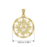 The Sun and Celtic Trinity Knot Solid Yellow Gold Pendant GPD5924 - Jewelry