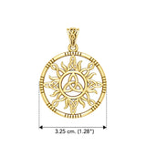 The Sun and Celtic Trinity Knot Solid Yellow Gold Pendant GPD5924