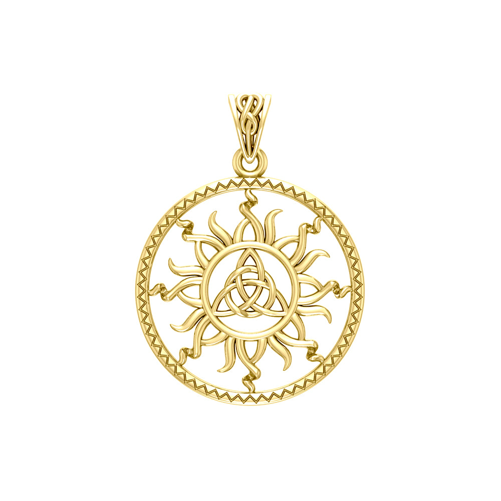 The Sun and Celtic Triquetra Solid Yellow Gold Pendant GPD5928