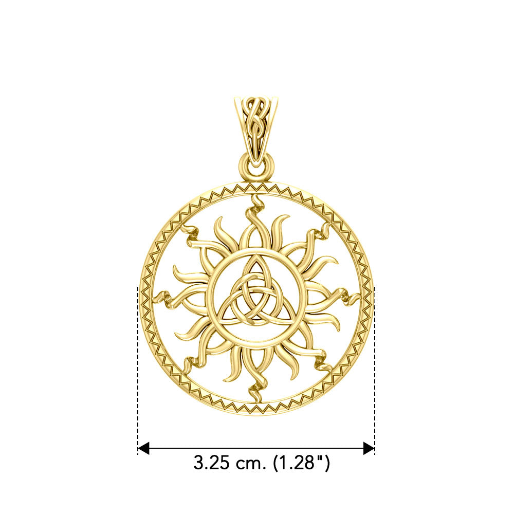 The Sun and Celtic Triquetra Solid Yellow Gold Pendant GPD5928