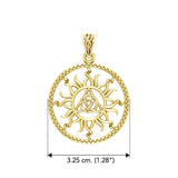 The Sun and Celtic Triquetra Solid Yellow Gold Pendant GPD5928