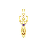 Celtic Infinity Goddess with Birthstone Solid Yellow Gold Pendant GPD5959