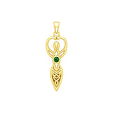 Celtic Infinity Goddess with Birthstone Solid Yellow Gold Pendant GPD5959