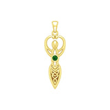 Celtic Infinity Goddess with Birthstone Solid Yellow Gold Pendant GPD5959